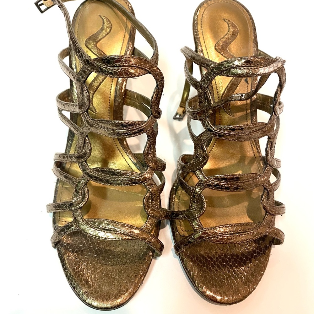 Women’s metallic strappy heels - size 7